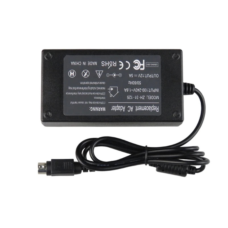 Power Supply 12 V 5A Adapter DC DOE 6 4pin 60 Watt 12 Volt 5 Amp Charge AC 120v 50hz to 60hz