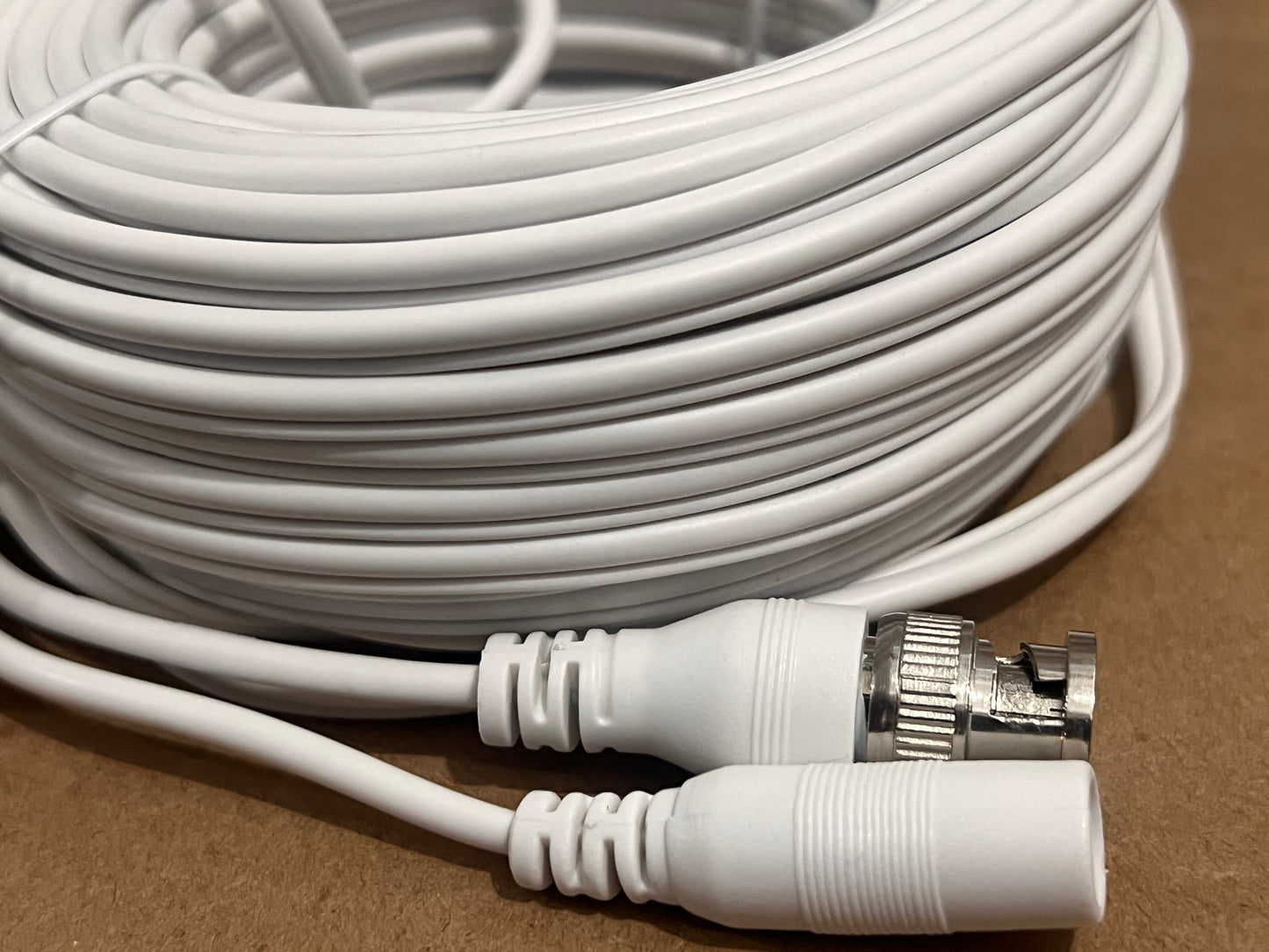 60FT Power/Video (BNC) Premade cable WHITE