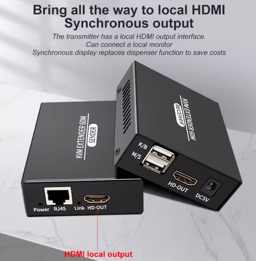 Extensor de HDMI KVM 1080p, 60 metros, 196ft, CAT5E/6 3D, 60 M, hdmi, transmisor receptor