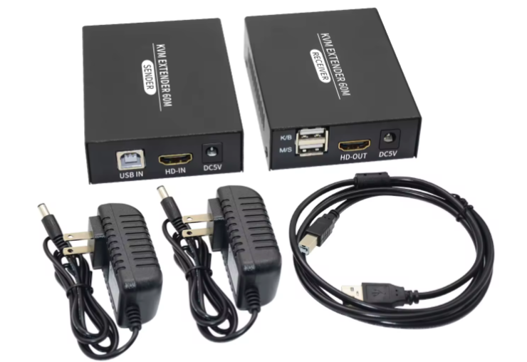 Extensor de HDMI KVM 1080p, 60 metros, 196ft, CAT5E/6 3D, 60 M, hdmi, transmisor receptor